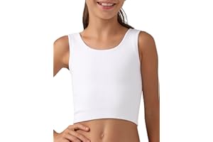 MCEDAR Girls Tank Tops Double Lined Ribbed Knit Crop Tops 2 Pack Basic Sleeveless Athletic Round Neck Dance Top