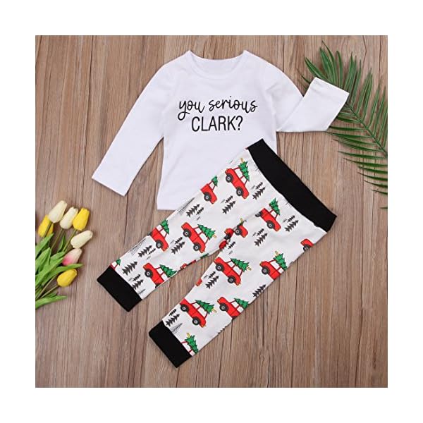 2Pcs Baby Boys Long Sleeve Letter Romper T-Shirt Pants Christmas Cotton Pajama Outfits Set - Image 5