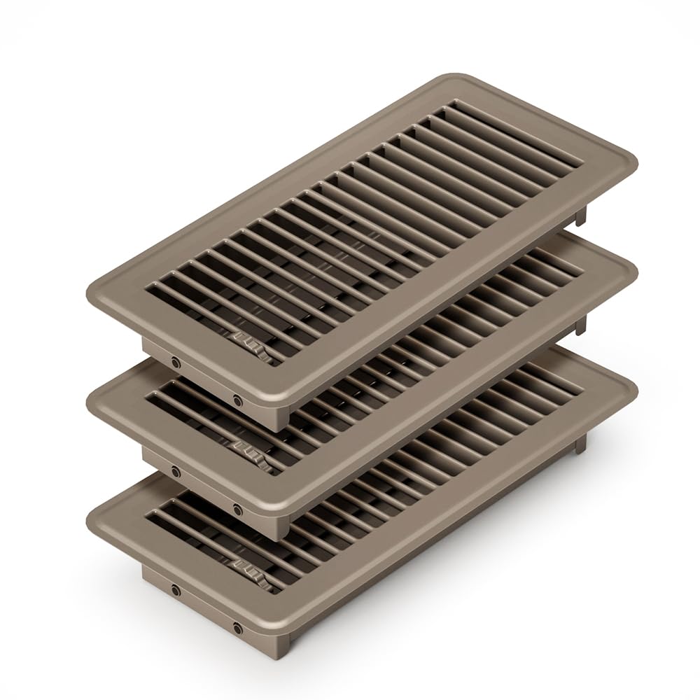 Photo 1 of FanGoFast 4" x 10" (Duct Opening Size) Floor Register Brown 3 Pack Premium Steel Easy Adjust Floor Vent Cover for Home