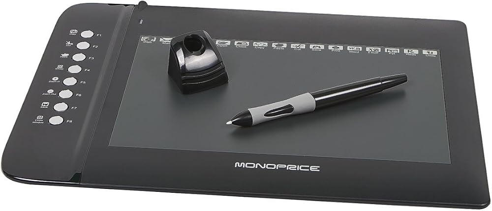 Monoprice 10 x 6.25 Inch Graphic Drawing Tablet 8 Hot Keys Pen Stylus Windows
