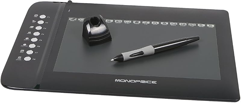 Monoprice 10 x 6.25 Inch Graphic Drawing Tablet 8 Hot Keys Pen Stylus Windows