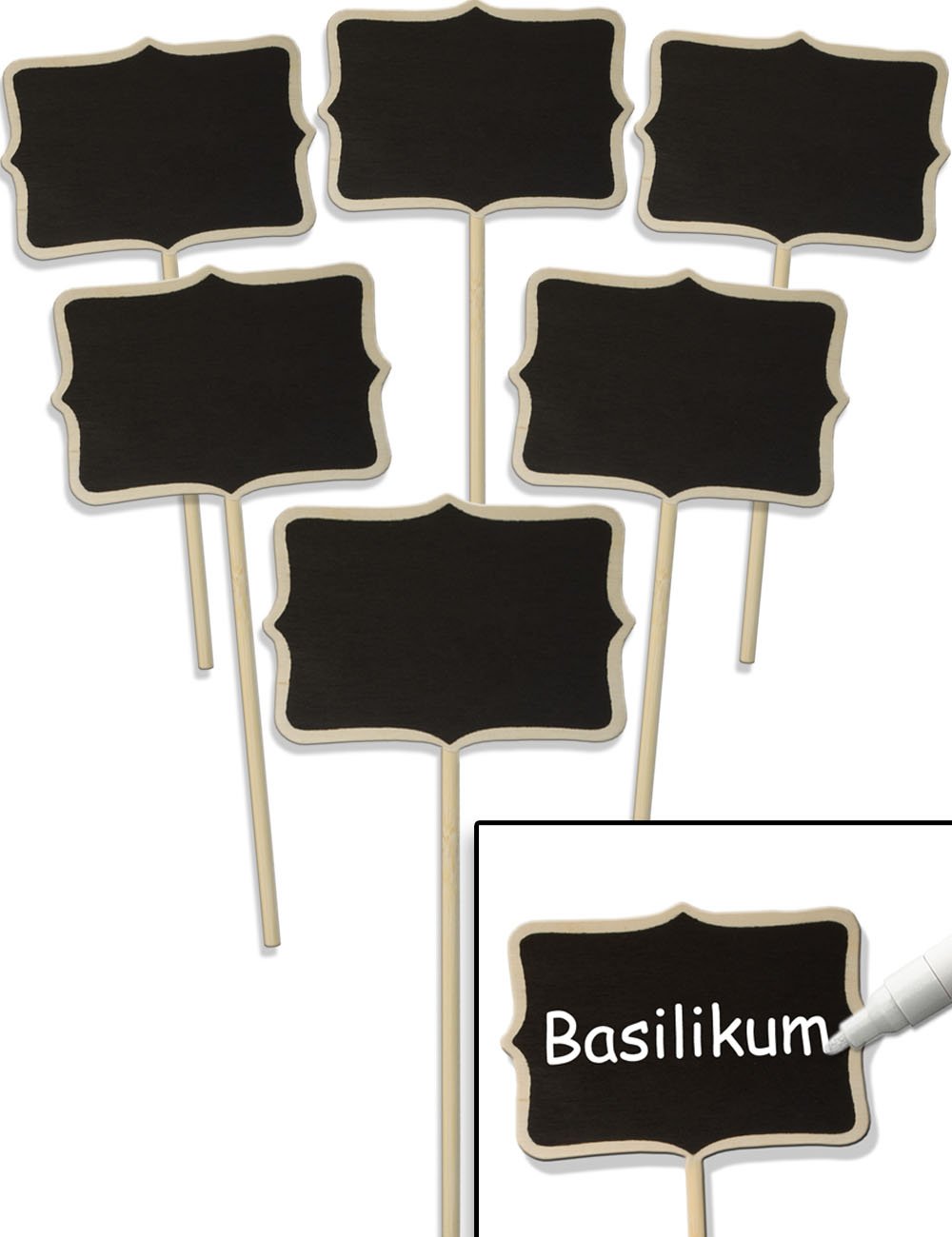 HomeTools.eu Classic Wooden Plant Signs for Beds Balconies Herbs Garden Flower Tubs 17 cm Set of 6