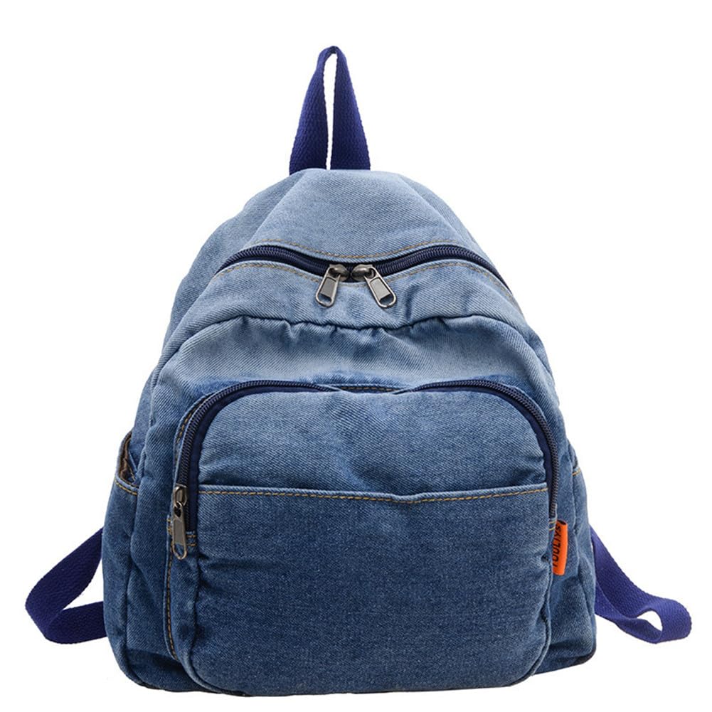 Photo 1 of MaxxCloud Vintage Denim Backpack Tote Satchel Hiking Knapsack Canvas Backpack Travel Bag Handbag Purse Rucksack (811 blue), Standard