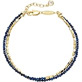 MEVECCO Bead Bracelet for Women Layered Stone Mixed Bracelets 18K Gold Plated Handmade Custom Beaded Charm Chain Bracelet Stack Jewelry Gifts