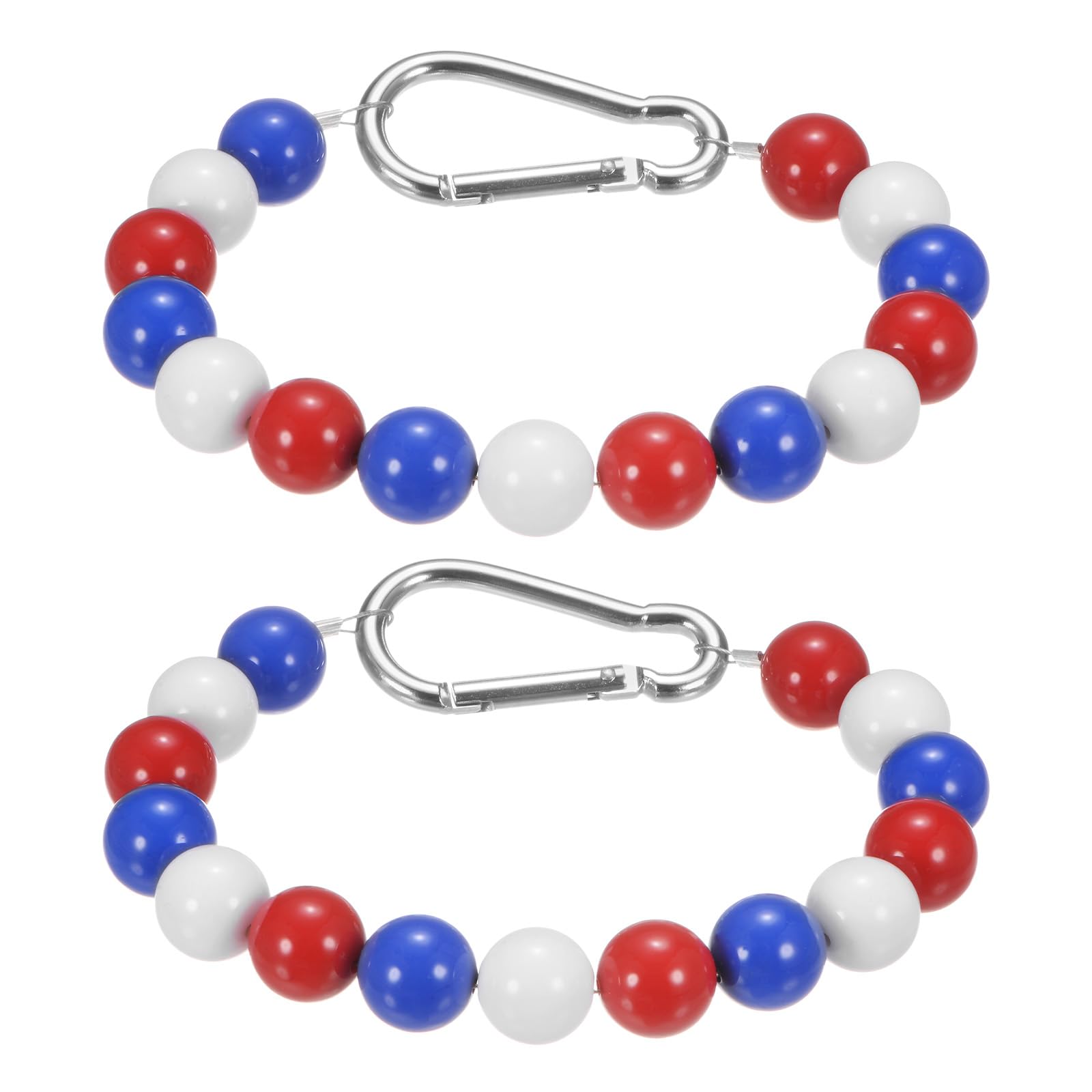 M METERXITY 2 Pack Flagpole Retainer Ring -15 Beads 0.71" Flag Pole Beaded Retainer Ring,Keep Flag Close to Pole with Stainless Steel Cable,Apply to Indoor Outdoor Flagpole(Red+White+Blue)