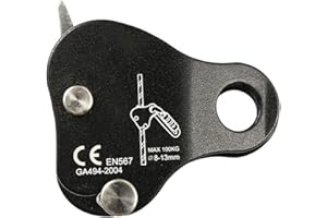 QKDS Climbing Rope Grab, High Strength Self Locking Safety Protective, Climbing Ascender Fall Protection Belay Device Climbing Rope Grip Clamp for Rock Climbing Mountaineering(Black)