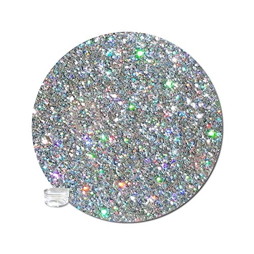 Glitter My World! Fine Glitter Cosmetic Holographic: Star Struck Silver Bitty Jar