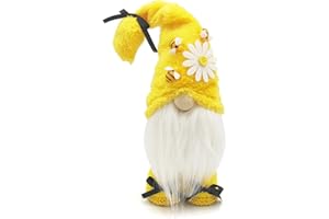 CAVLA Bumble Bee Gnomes Plush Elf Decorations Yellow Handmade Honey Bee Gnome Scandinavian Tomte Swedish Nisse for Spring Summer Home Table Ornament