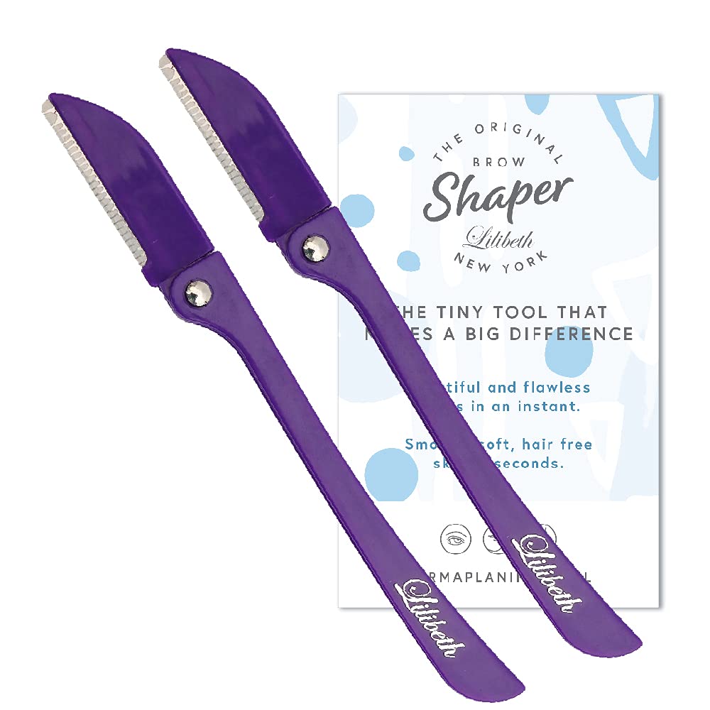 Lilibeth Brow Shaper - Dermaplaning Blades for Face - Face Shaver for Women - Dermaplaning Tool for Women - Pack of 2 Derma Blades (Purple)