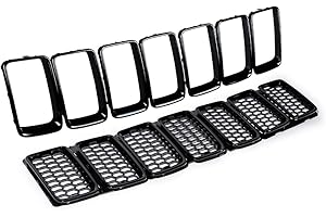 Astra Depot Front Upper Grill Grille Inserts Compatible with 2014-2016 Jeep Grand Cherokee (Black, Honeycomb Mesh&Grille Insert Kit)