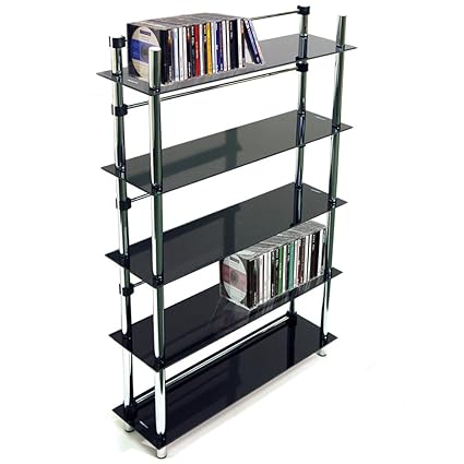 WATSONS Maxwell - 5 Tier 165 DVD Blu-Ray 250 Cd Media Storage Shelves - Black