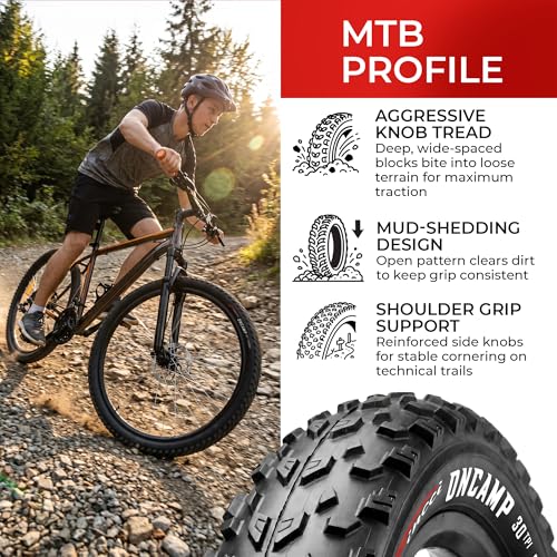 Fincci MTB Tyre 27.5 – Folding Tyre Set 27.5 x 2.10 Inches 54-584 with 2 Presta Chambers, Oncamp Tyres for Road Bike, Mountain Bike, and Bicycle, Pack of 2 Accessories