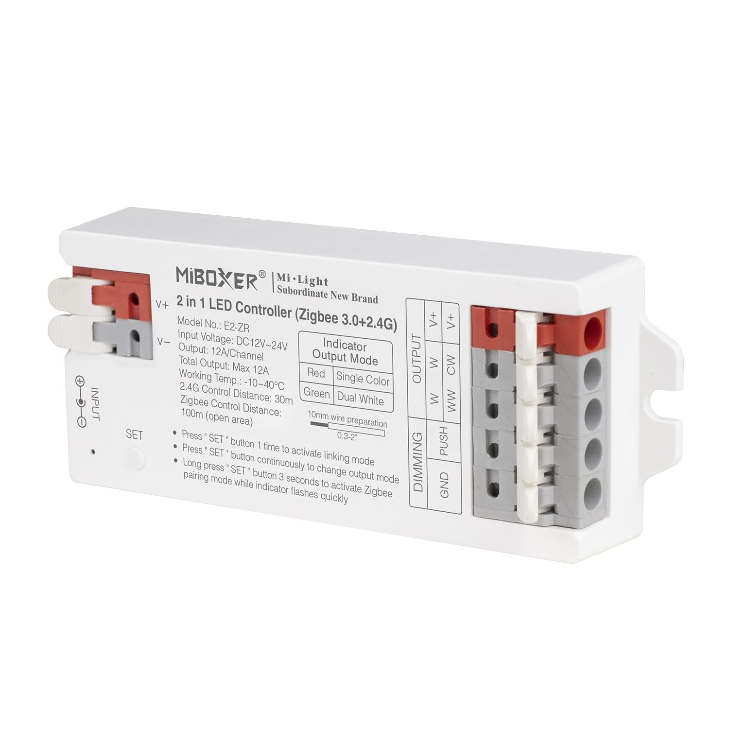 LIGHTEU®, Milight Miboxer Zigbee3.0 and 2.4GHz 2 in 1 LED strip controller 12V/24V compatible with Zigbee 2.4GHz remote control, APP/Voice control, E2-ZR — image 1