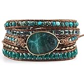 ZOSOJONA Women Wrap Bracelet Boho Natural Jasper Crystal Stone Beads Strand Bracelets