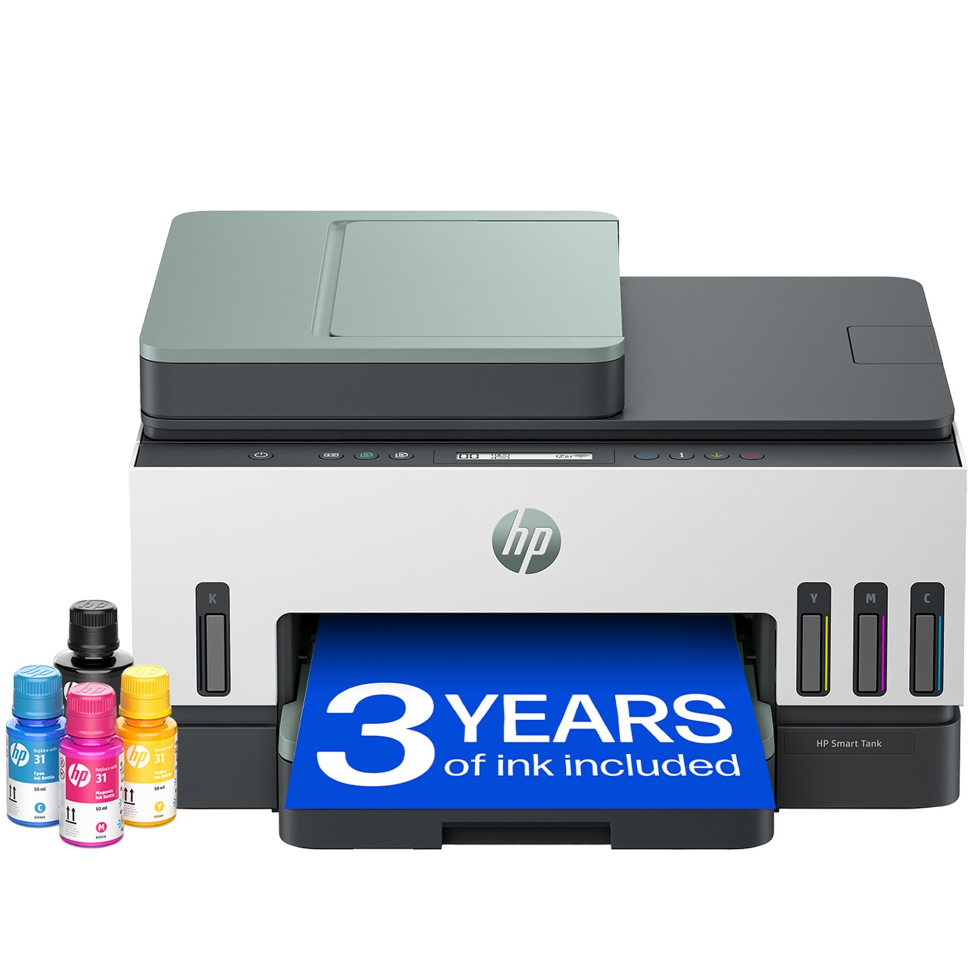 HP Smart Tank 7307 All in One Printer | Perfect for Home | Colour | Wireless | Print, Scan, Copy | Includes up to 3 Years of Ink | Refillable | Document Feeder | 2-Sided Printing | Easy Setup