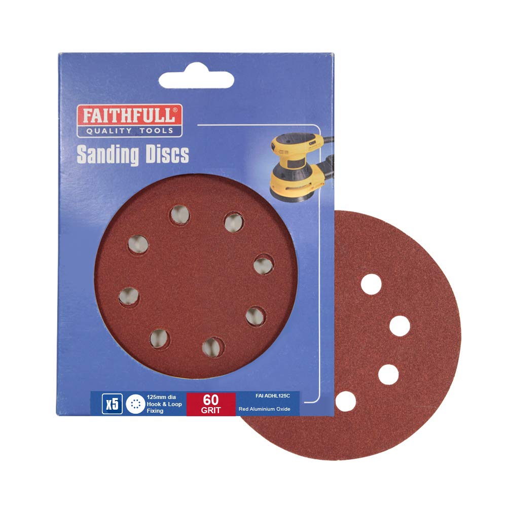 Faithfull ADHL125C 125mm Hook and Loop Sanding Disc (Pack of 5)