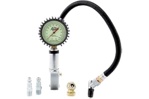 JOES RACING PRODUCTS 32484 Tire Inflator and Gauge, Quick Fill, 0-60 psi, Analog, Glow in The Dark, 2-1/2 in Diameter, White Face, Fittings Included, Each