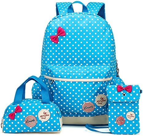 Polka Dot 3pcs Kids Book Bag School Backpack Handbag Purse Girls Teen Yookeyo
