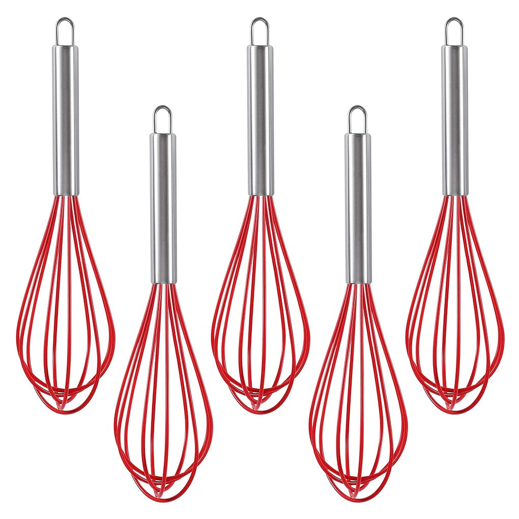 Ousyaah 5-Piece Silicone Whisk Stainless Steel