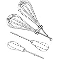 Fetechmate KHM2B W10490648 Hand Mixer Turbo Beaters (2 Pack) & KHMPW Stainless Steel Pro Whisk(2 Pack)-Replace AP5644233, PS4082859, KHM2B, KHM512BM