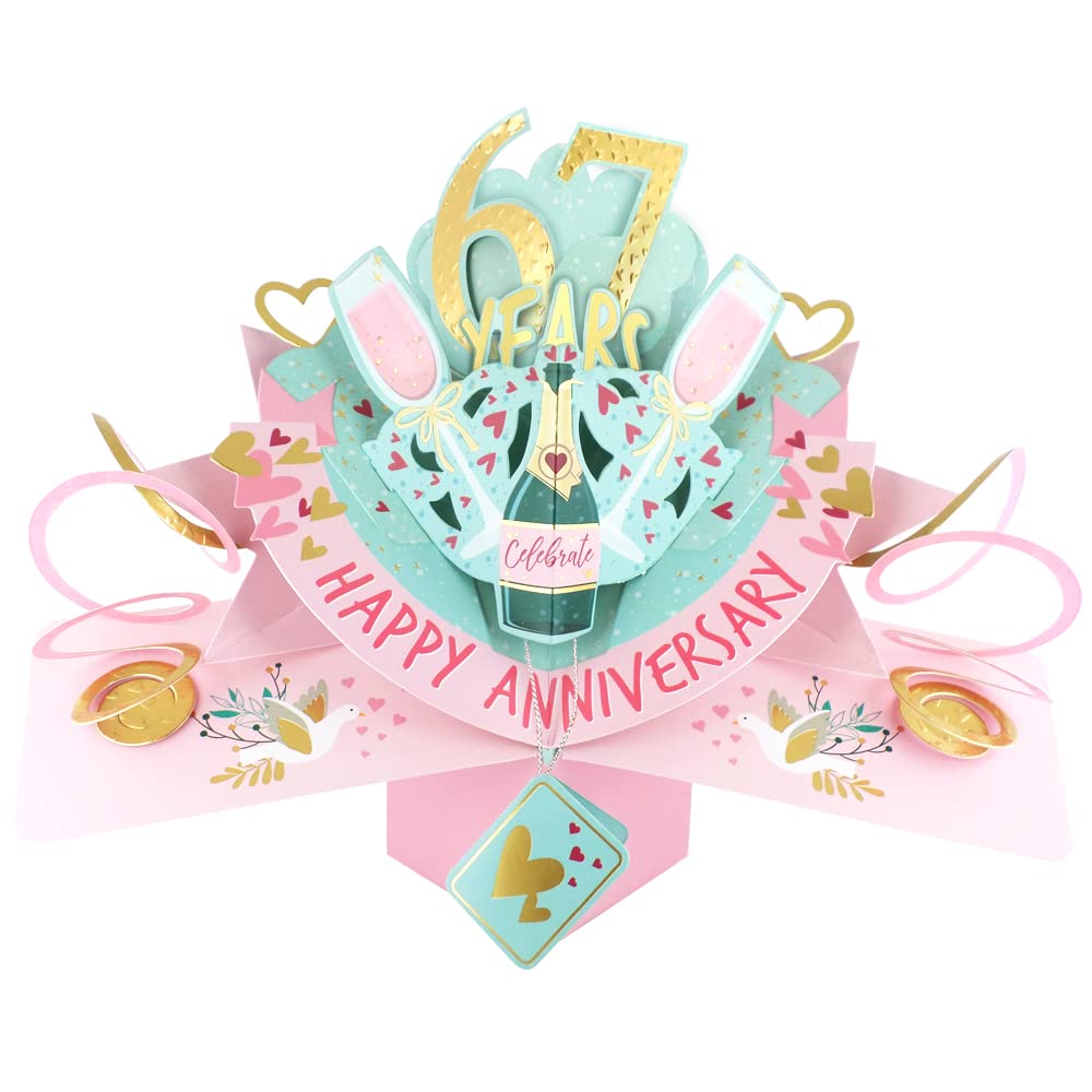 67 Years Happy 67th Anniversary Pop-Up Greeting Card Love Kate's 3D Pop Up Cards POP216MC67