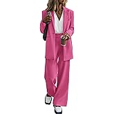 KIRUNDO Women Suits 2 Piece Set Business Casual Dressy Oversized Blazer Jacket and Wide Leg Dress Pantsuits Formal Outfits