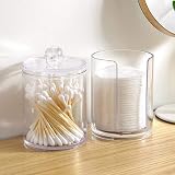 Feelava 3Pcs Clear Acrylic Makeup Pads Holder with Lid Transparent Organizer view 2