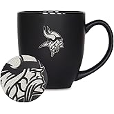 Rico Industries NFL Football 15oz Matte Black Bistro Mug - For Hot or Cold Drinks - Team Logo Etched For Unique Feel