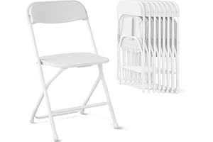 SOWIK Folding Chairs10 Pack,Heavy Duty White Plastic Stackable Event Chairs for Indoor Outdoor, 350lb Capacity Portable Commercial Banquet Chairs for Wedding,Party,Office