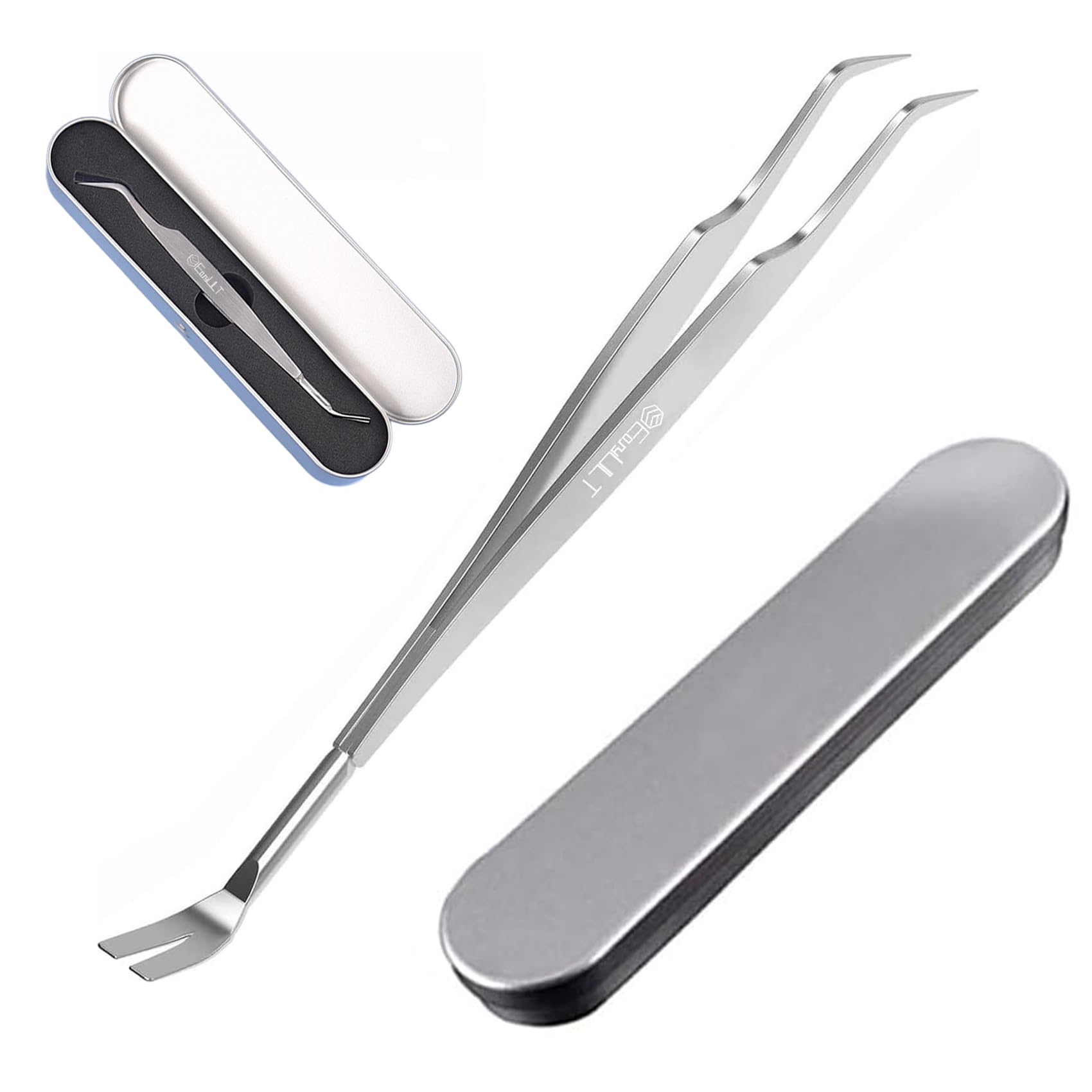 EasyULT Tick Remover, Sided Stainless Steel Tick Remover, with Storage Iron Box Easy Remove, Ticks Tick Remover Tool for Humans, Dogs, Cats