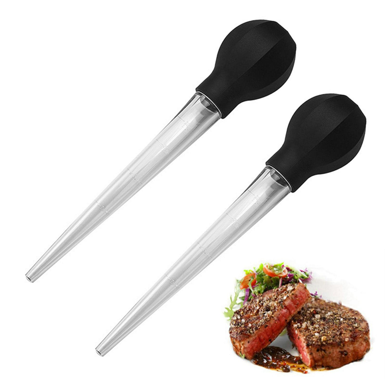 Tongdejing Turkey Baster with Cleaning Brush，Large Suction Bulb Powerful Easy to Use and Clean for Cooking Roast Turkey, Beef, Pork and BBQ(Black)