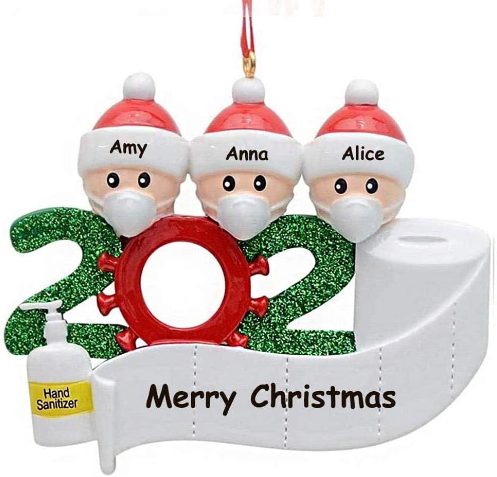 Personalized Christmas Ornaments 2020, Family Gifts for Christmas, Personalized Christmas Ornaments Family of 3, Family Customized Christmas Decorating Kit Creative Gift for Family, White