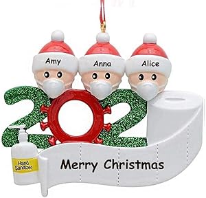 Personalized Christmas Ornaments 2020, Family Gifts for Christmas, Personalized Christmas Ornaments Family of 3, Family Customized Christmas Decorating Kit Creative Gift for Family, White