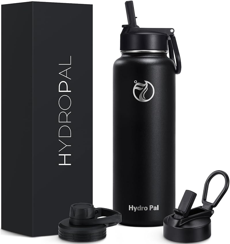 HydroPal Vacuum Insulated Water Bottle 1200ml 2 Lids Straw Spout BPA Free