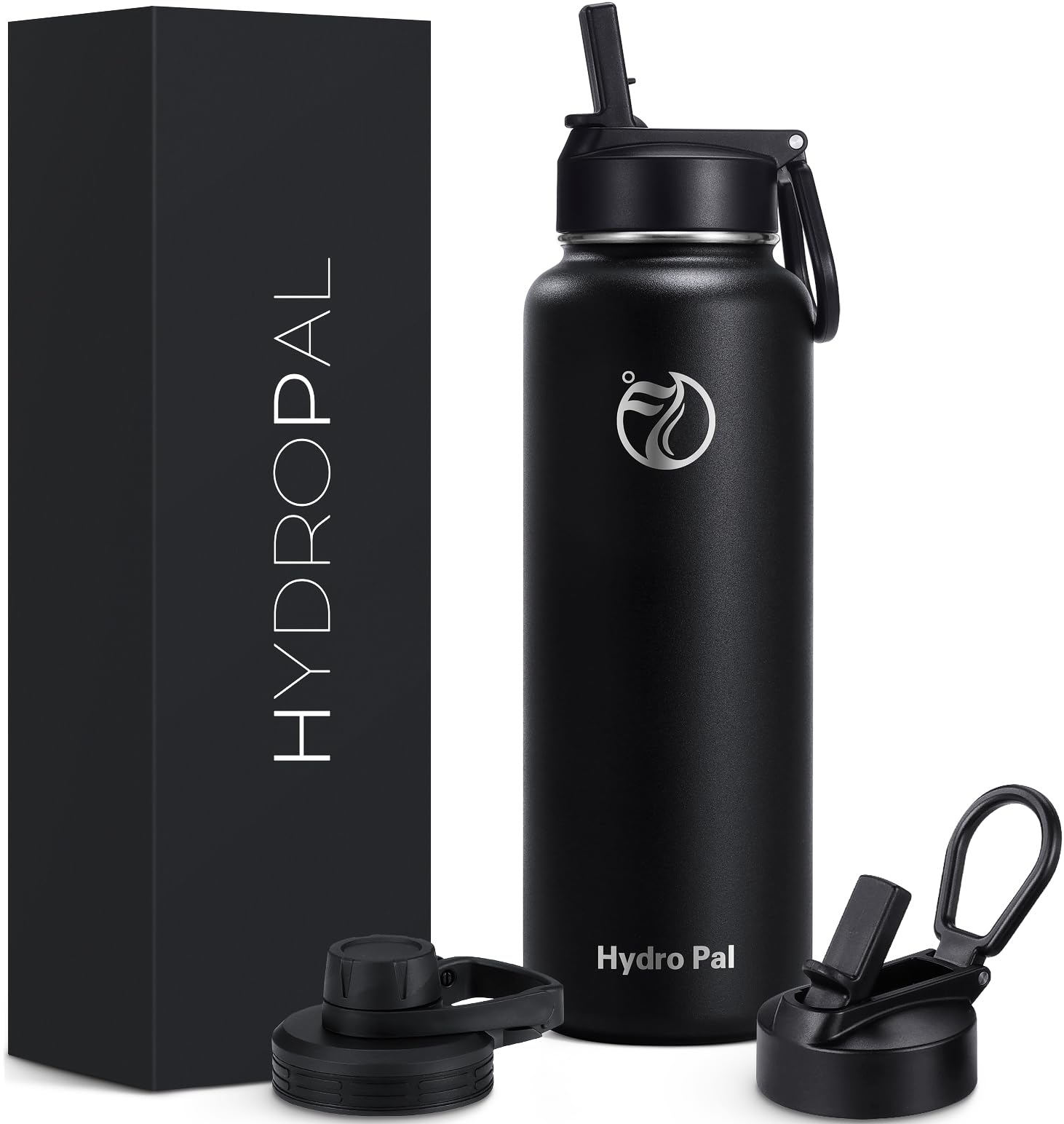 HydroPal Vacuum Insulated Stainless Steel Water Bottle, 1.9L/1.2L/1L/750ml/500ml- 2 Lids (Straw Lid and Spout Lid), 2 Straws Water Bottle for 12 Hours Hot & 24 Hours Cold, Great for Work, Travel