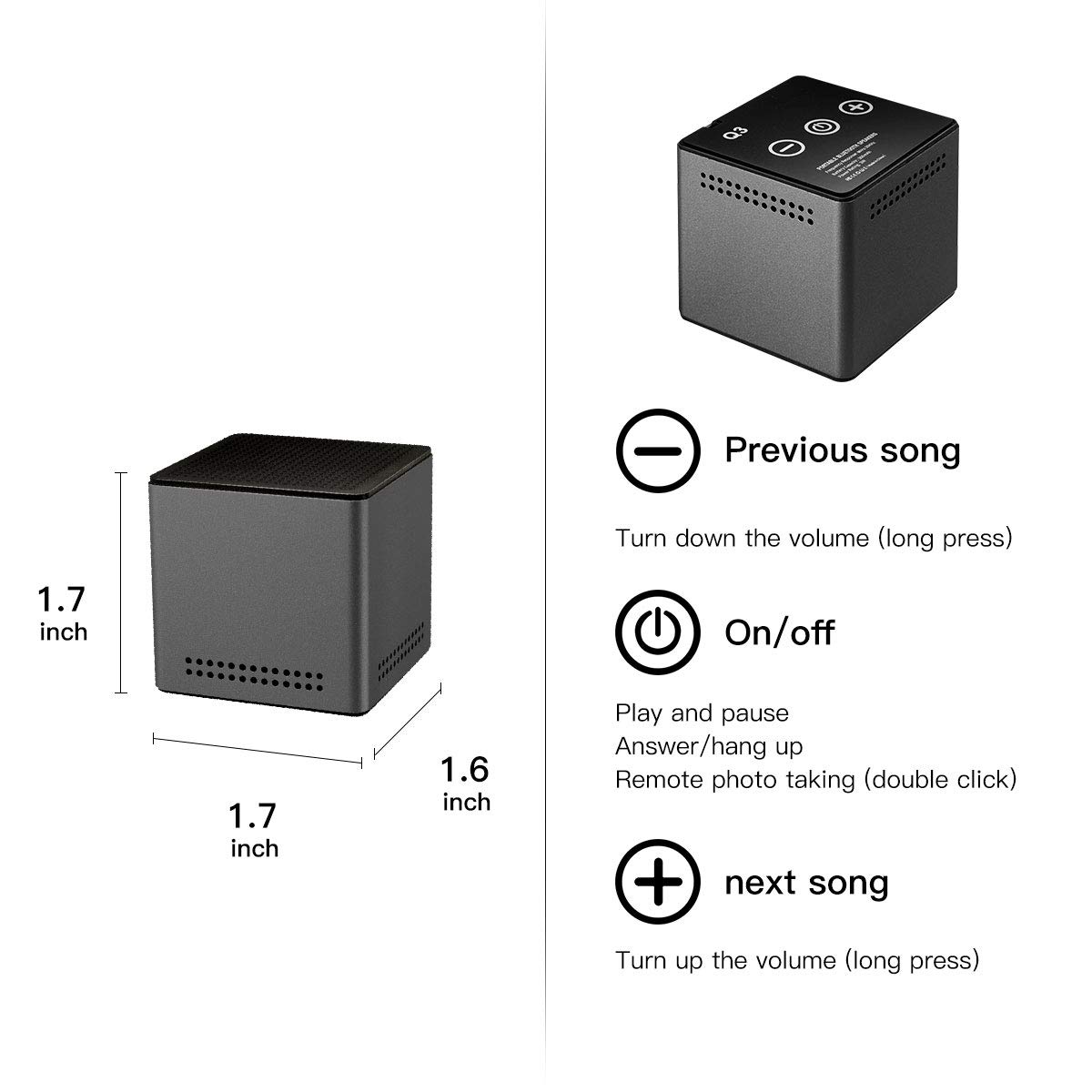 Bluetooth Speaker - 2 Packs Wireless Portable Bluetooth Speaker with Built-in Mic, Subwoofer, Enhanced Bassfor For Home | Travel | Camping | Biking | Sports | Pool | Beach | Hiking.(Gray)