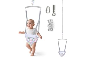 Slevoo Baby Jumper, with Ceiling Hook, Quick-Entry and Space-Saving Portable Infant Jumper for Small Spaces, Joyful Bubbles
