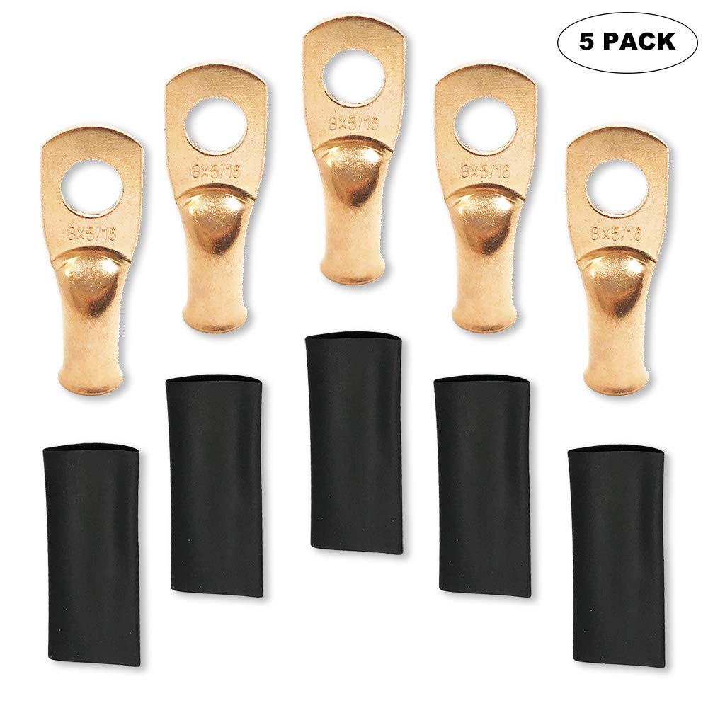 Copper Pure Lugs Wire Battery Connectors Terminal Ring Heavy 8AWG 6AWG