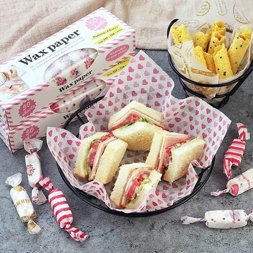 50 Sheets Wax Paper Food Wrapping Greaseproof Waterproof Liners Eco-Friendly Sustainable Food Storage Reusable Wax Wraps Tissue for Bread, Sandwich, Burger, Fries, Snacks, Fruits (Rose) - Image 5