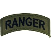 United States Army Ranger Tab Patch, Subdued Woodland/Green, with Iron-On Adhesive