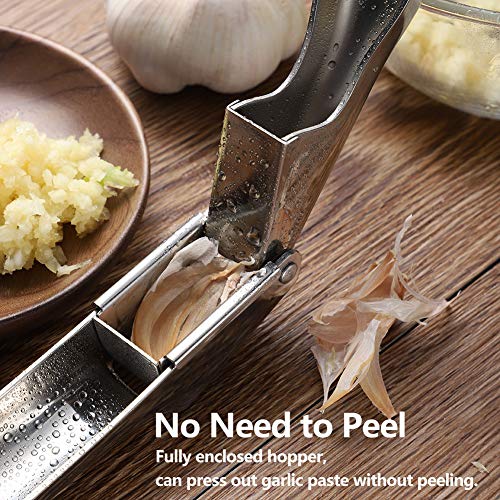 Garlic Press Stainless Steel, Heavy Duty Garlic Mincer With Square Hole - Rust Proof, Professional Grade Garlic Crusher - Dishwasher Safe, Easy Squeeze, Kitchen Tools, Easy To Clean