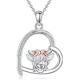UCADRIT Highland Cow/Axolotl/Koala/Elephant Necklace Sterling Silver Animal Pendant Necklace Jewelry Gifts for Women