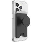 PopSockets Adhesive Phone Wallet with Grip- Black | PopWallet, Holds 3-5 Cards, Swappable Top, Kickstand, Black, For iPhone/iPad/Kindle/Android