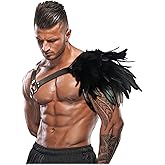 L'VOW Gothic Feather Shoulder Armor for Men Leather Harness Medieval Guards Halloween Cosplay Costume