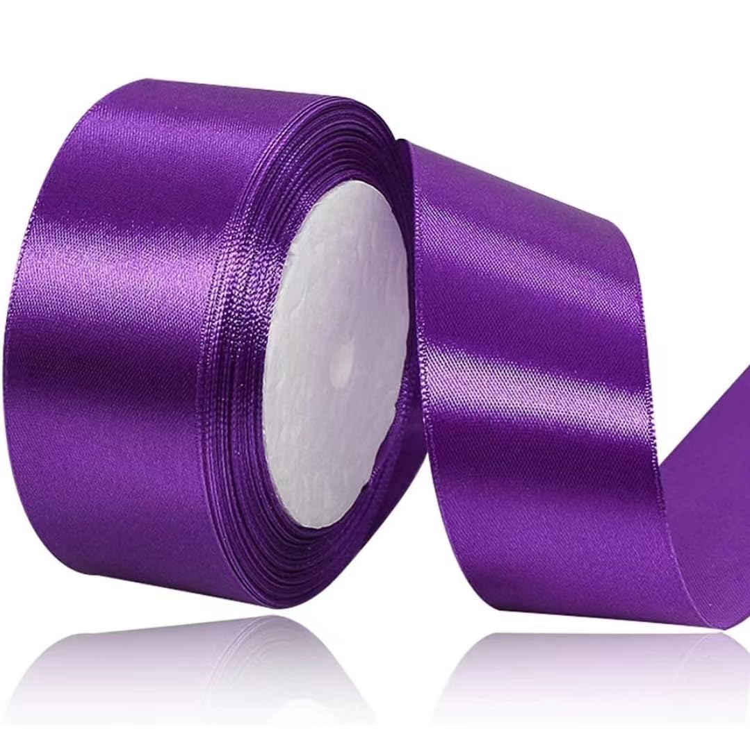 Purple Ribbon 40mm for Christmas Party Decorations，23 Meters Purple Satin Ribbon for Gift Wrapping, Crafting, Wedding Party, Christmas, Hair Bows, Floral Bouquets, Anniversaries，Baby Showers