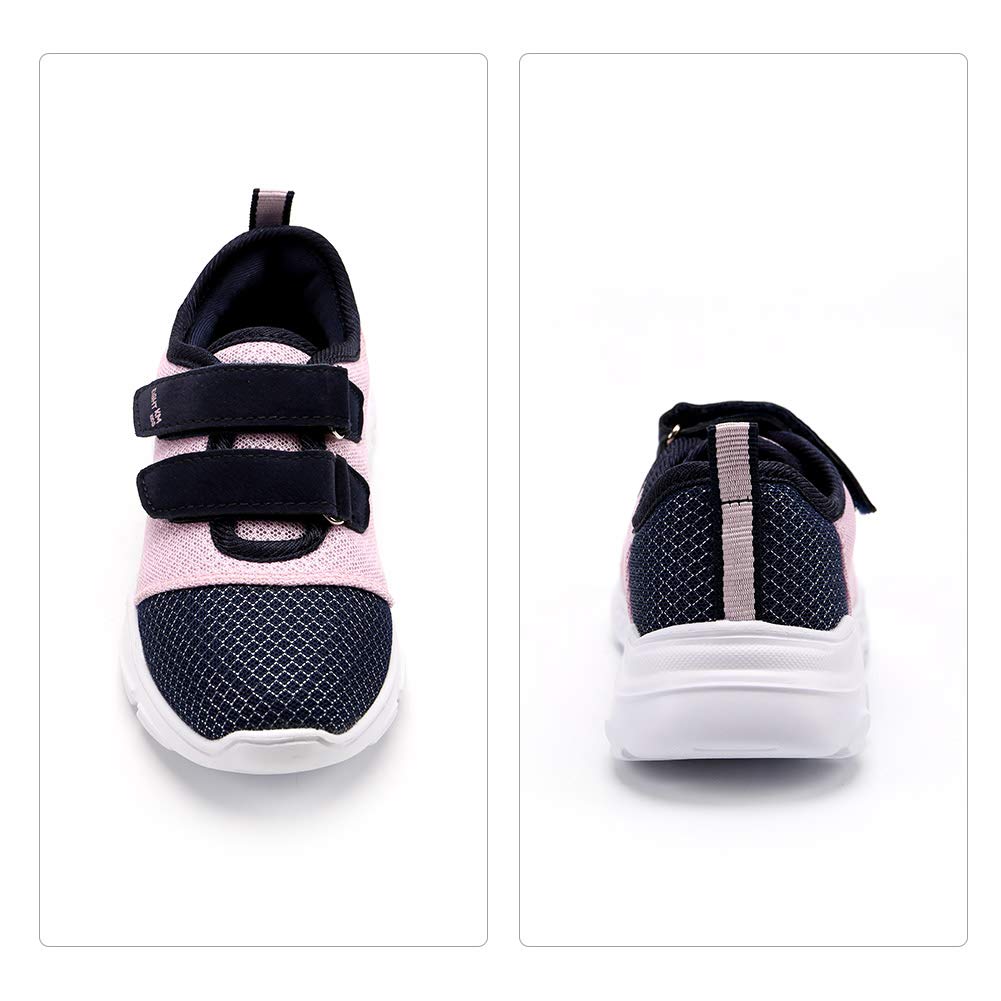 EIGHT KM Boys and Girls Toddler/Little/Big Kids EKM7029 Lightweight Breathable Combined Lavender/Navy Fabric Velcro Sneakers School Shoes Size 6 US