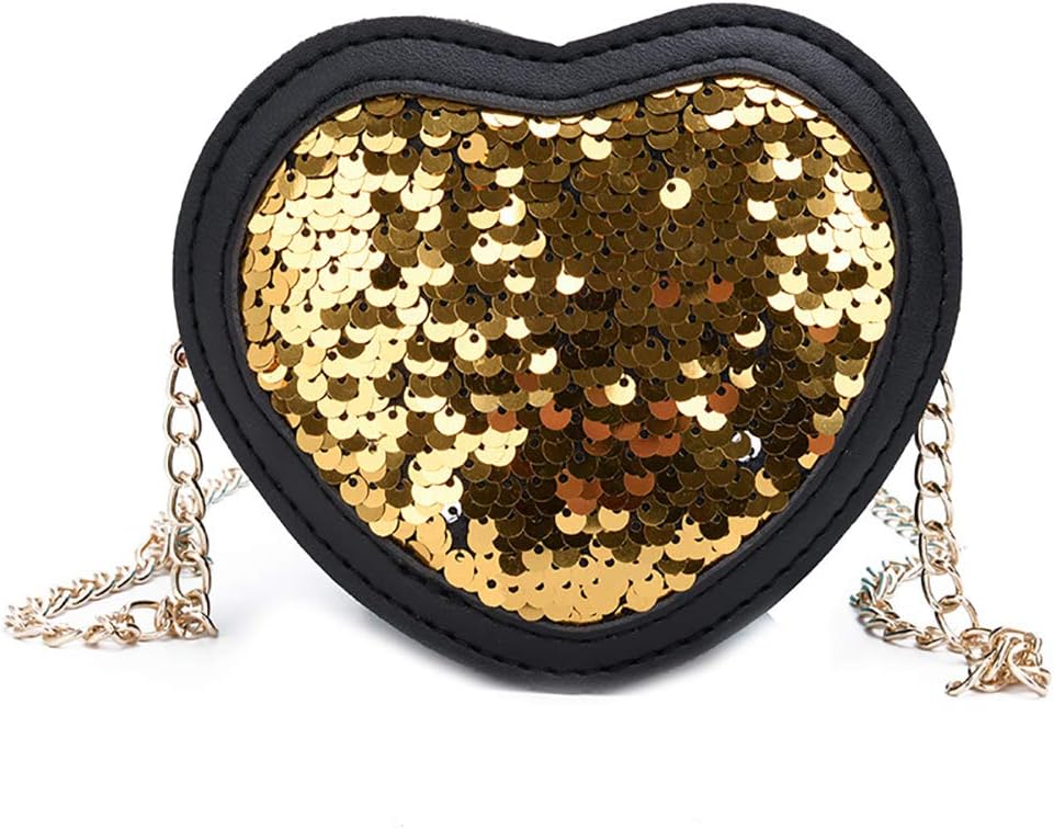 Shoulder Bag,Cute Women Girls Chain Love Heart Sequins Handbag Shoulder Pouch Crossbody Bag By Catkoo
