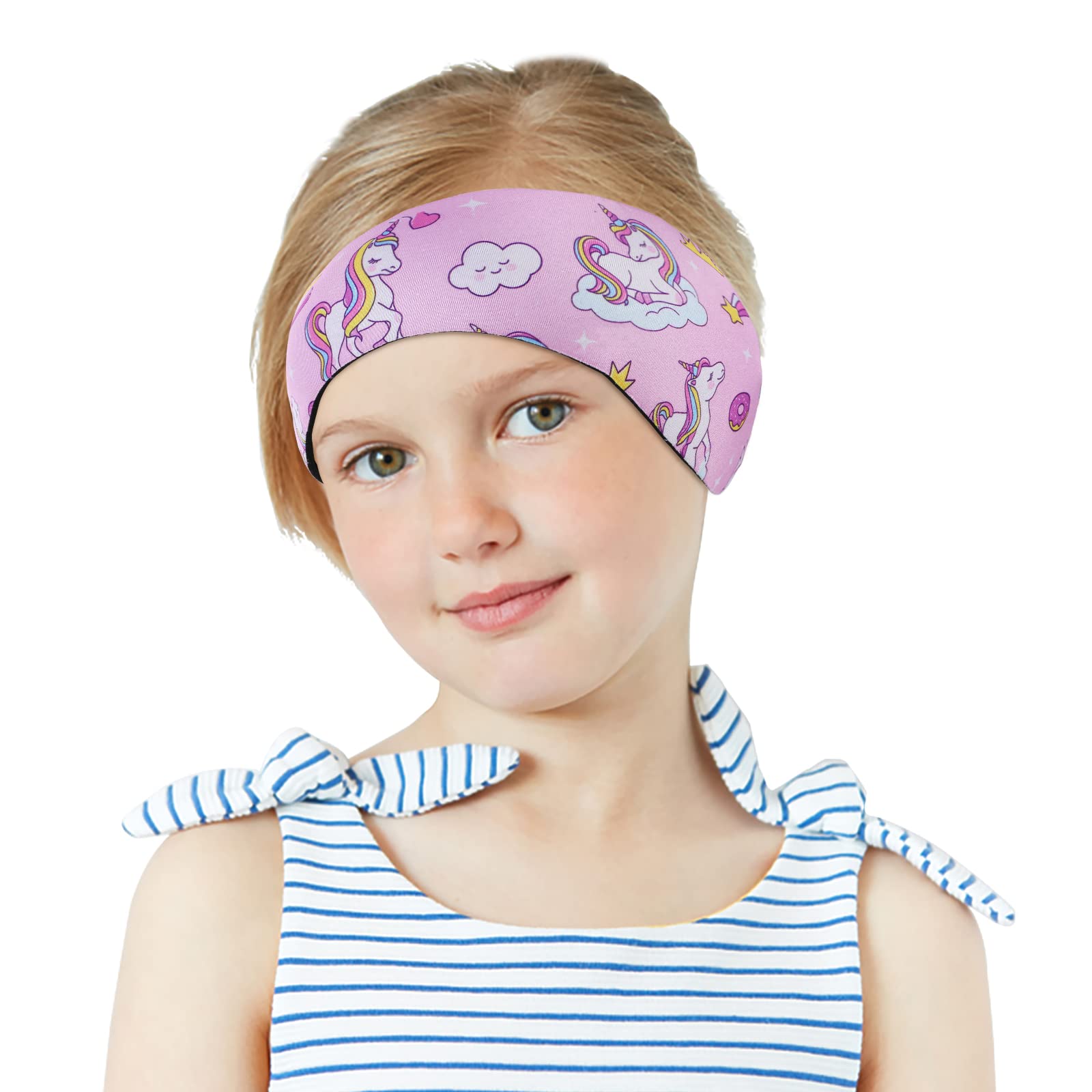 MoKo Kids Swimming Headband - Cute Swimmer Ear Band, Waterproof Protection for Bathing & Swimming, Age 4-17, Pink Unicorn