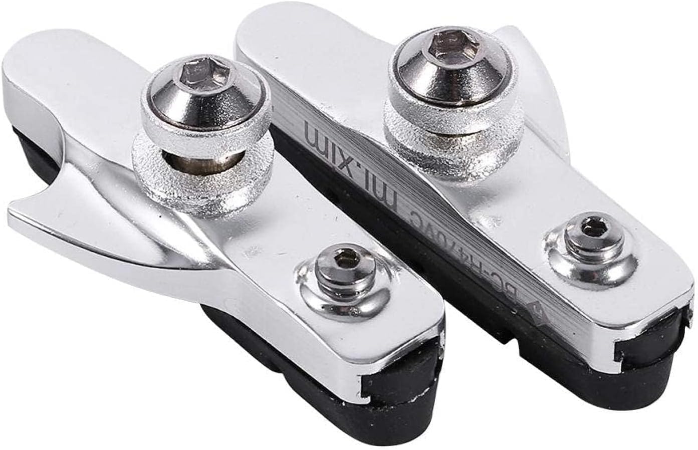 1Pair Aluminium Alloy Bike Brake Pads, 5.5cm/2.16in Professional Mountain Road Bike No Noise No‑Skid Caliper Brake Blocks Replacement Set Universal for Road Bikes Mountain Bicycles (Silver)