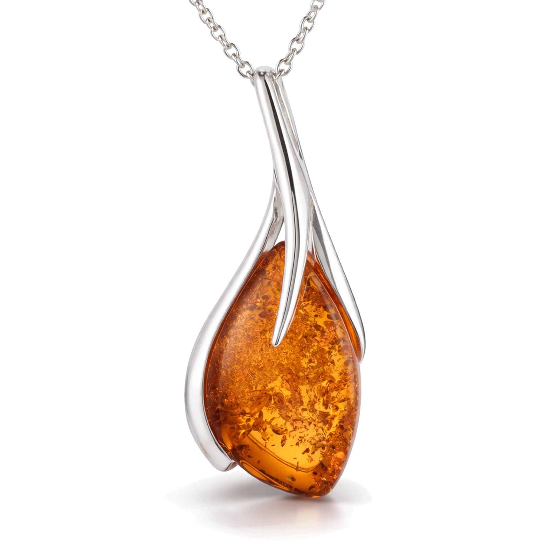 Sterling Silver and Baltic Honey Amber Pendant "Madison"